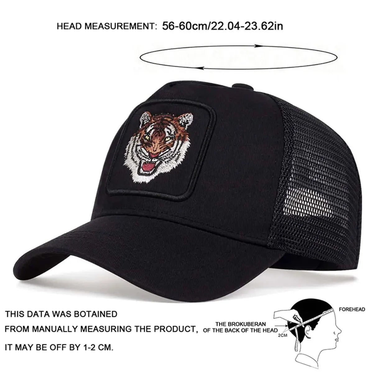 Unisex Animal Tiger Embroidery Baseball Net Hat