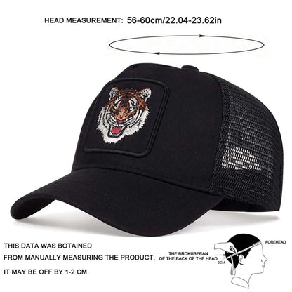 Unisex Animal Tiger Embroidery Baseball Net Hat