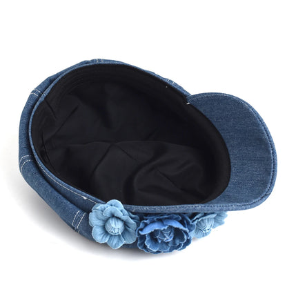 Women's Denim Beret Fashion Ladies Trendy Octagonal Hat
