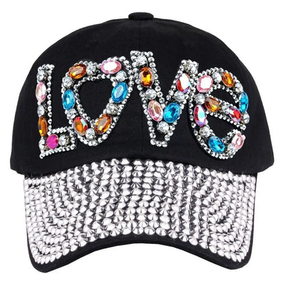 Outdoor Sports Love Rhinestones Baseball Caps Women Girls
