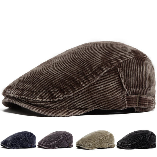 Wash Faded Corduroy Beret Retro Fashion Men Women Newsboy Cap