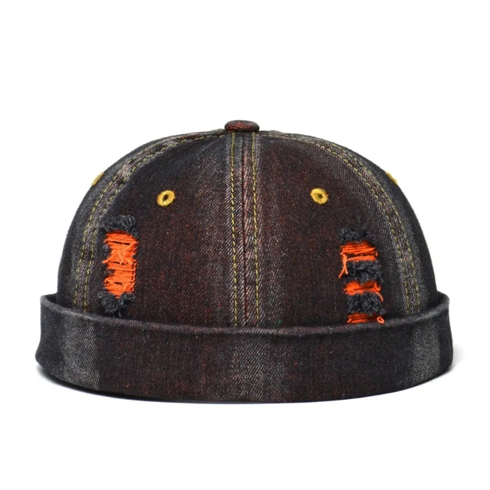 Fashion Vintage Docker Cap Rolled Cuff Adjustable Melon Cap