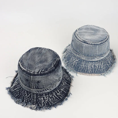 2023 Washed Denim Bucket Hat Women Fisherman's Hat