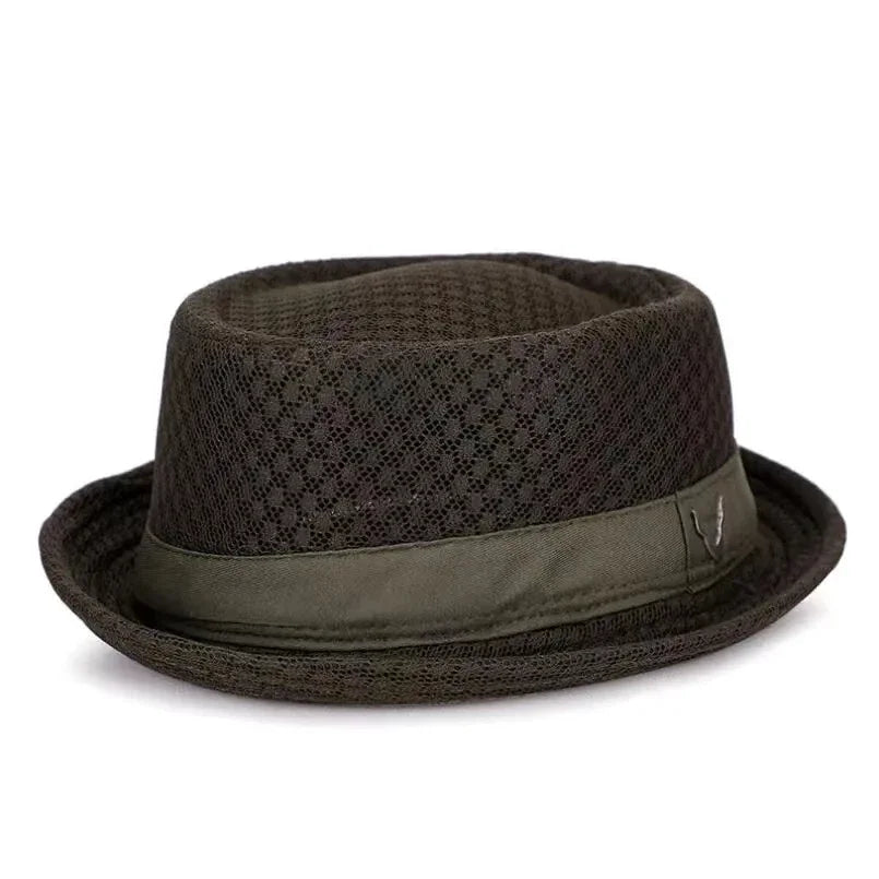 New Breathable Hat England Mesh Flat Straw Hat Retro England Jazz Foldable Sun Hats