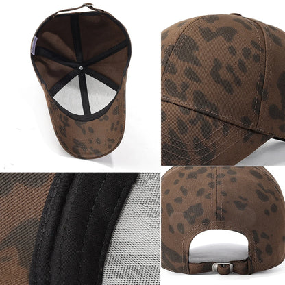 Four-Season Korean Style Leopard Print Hard Top Baseball Cap