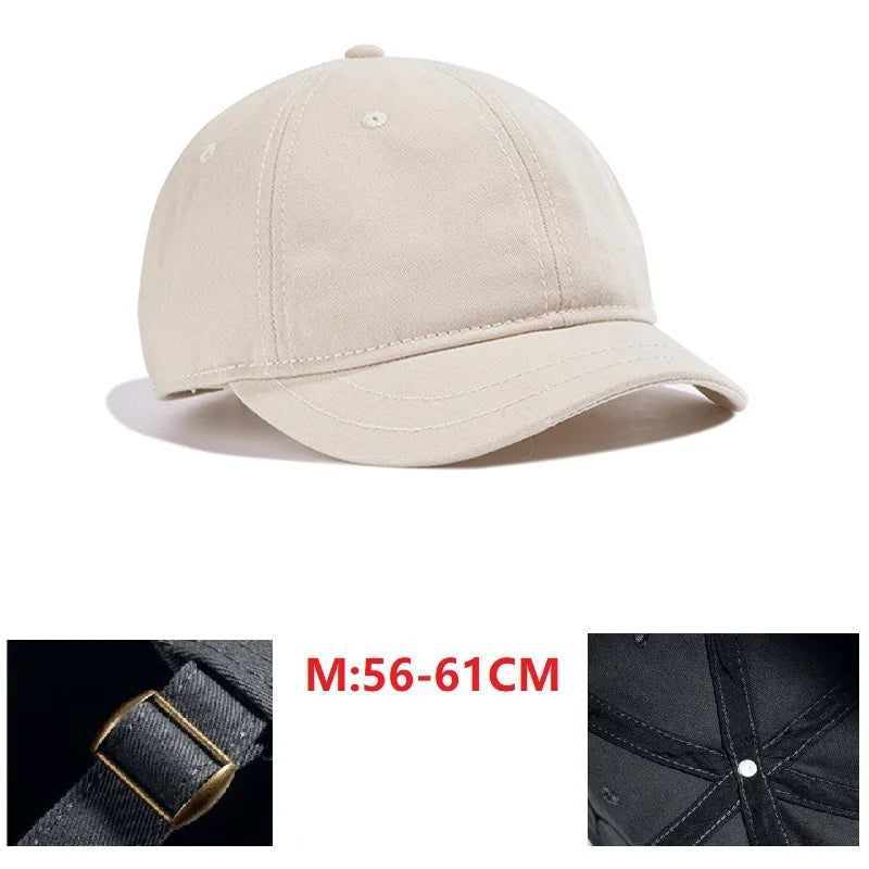 Men's Short Brim Baseball Cap Casual Solid Corduroy Soft Top Cap