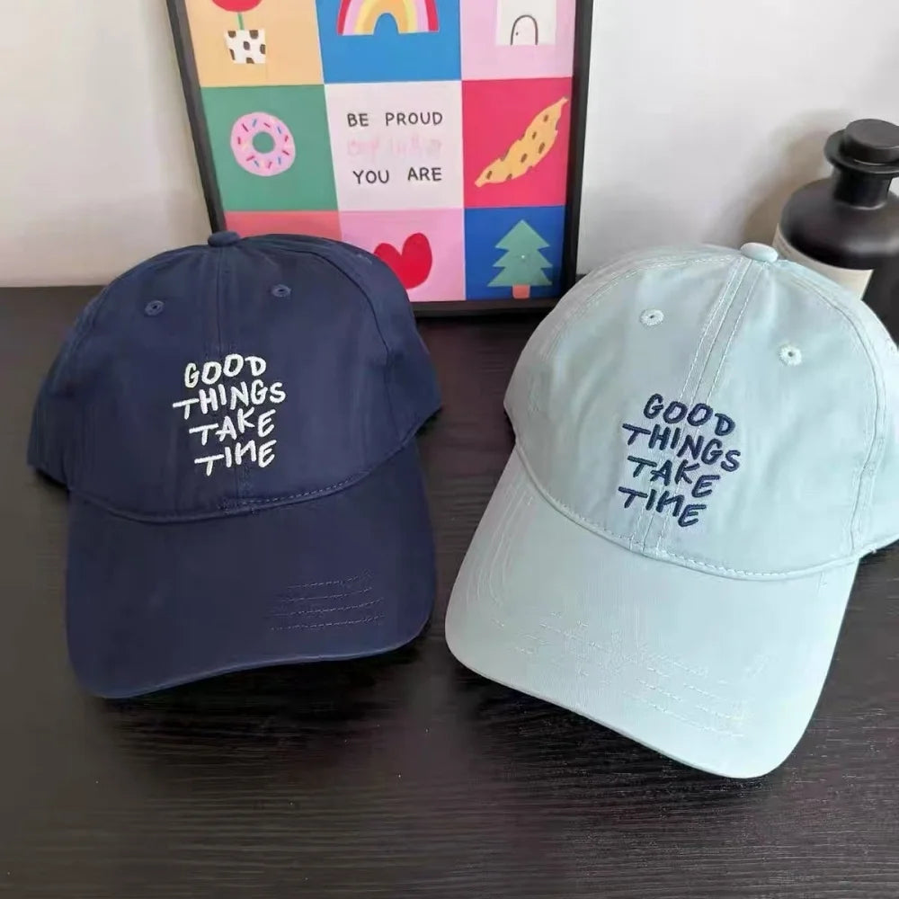 Spring Letter Embroidery Baseball Cap For Women All Season Versatile Soft Top Couple Sunshade Duckbill Cap