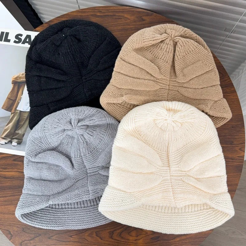 Winter Knitted Slouchy Beanie With Ear Flaps Thermal Duckbill Cap