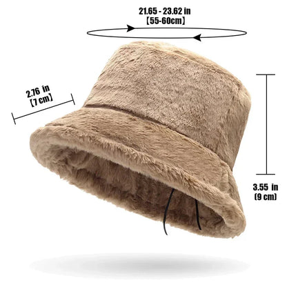 New Autumn And Winter Lady Thick Warm Skin-Friendly Soft Plush Bucket Hat
