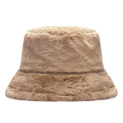 New Autumn And Winter Lady Thick Warm Skin-Friendly Soft Plush Bucket Hat