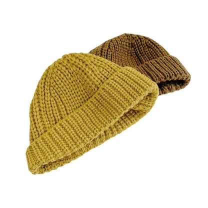 Children Hat Autumn Winter Solid Color Baby Big Brimmed Knitted Keep Warm Hat