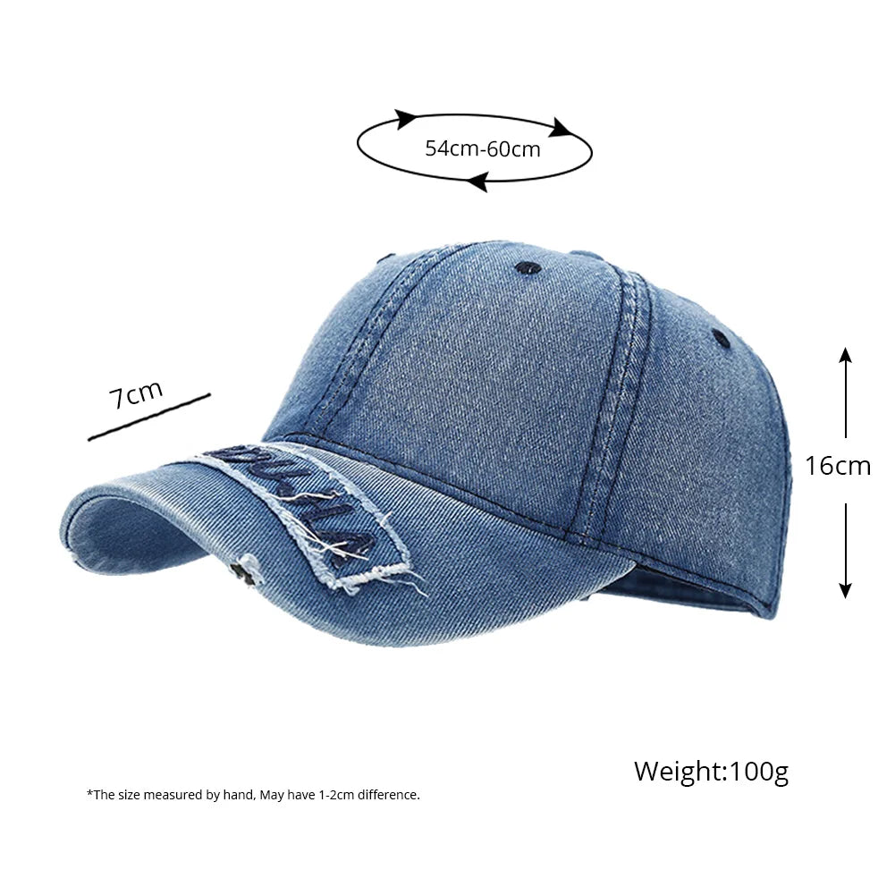 New High Quality Unisex Washed Denim Baseball Cap