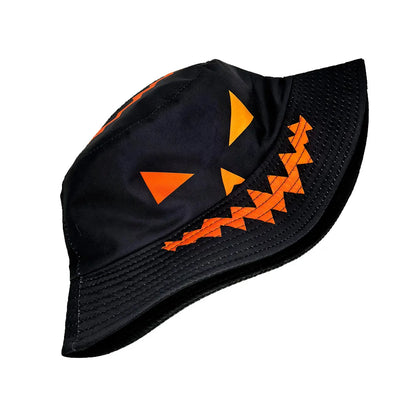 Halloween Decoration Bucket Hat Black Orange Pumpkin Jack O Lantern Fisherman Cap Spooky Party Cosplay Panama Hat