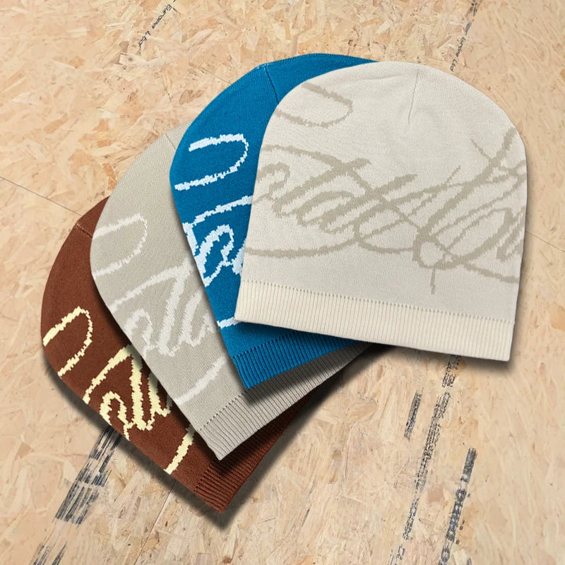 Warm Jacquard Letter Knitted Woolen Hat For Men And Women Autumn Winter