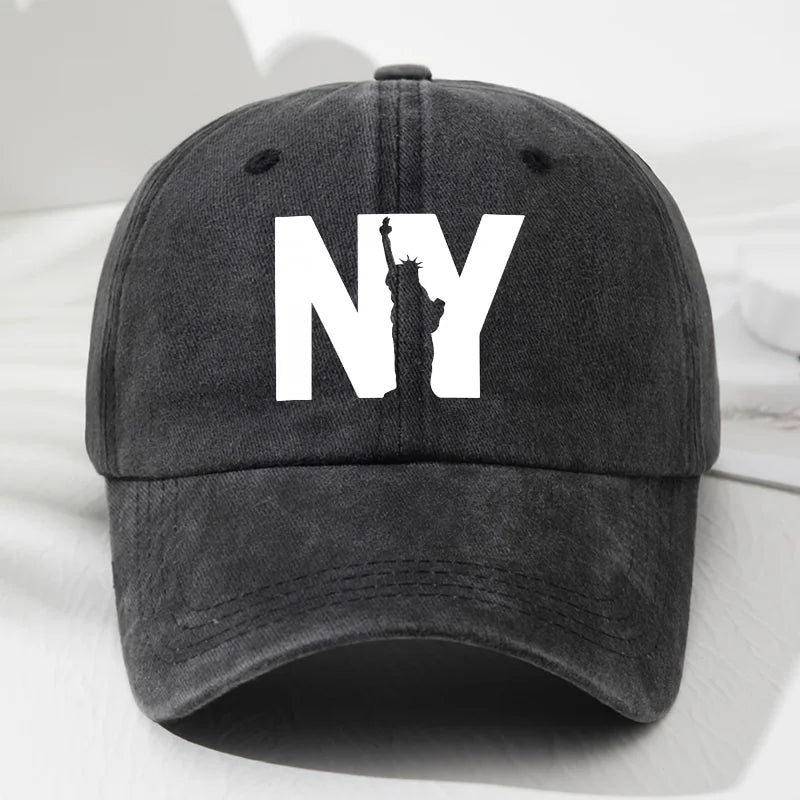 Unisex NY Goddess Print Soft Top Baseball Cap, Adjustable Outdoor Hat
