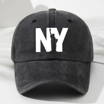 Unisex NY Goddess Print Soft Top Baseball Cap, Adjustable Outdoor Hat