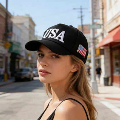 Fashion USA Letter Embroidered Baseball Cap American Flag Patch Adjustable Patriotic Dad Hat Outdoor Casual Daily