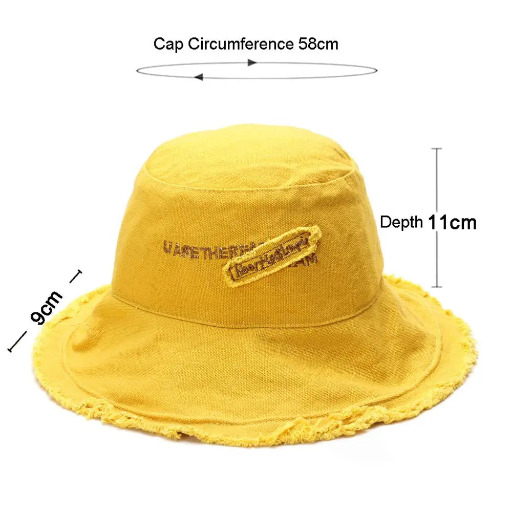 Women Outdoor Sunscreen Bucket Hat Cotton Sun Caps Fisherman Cap