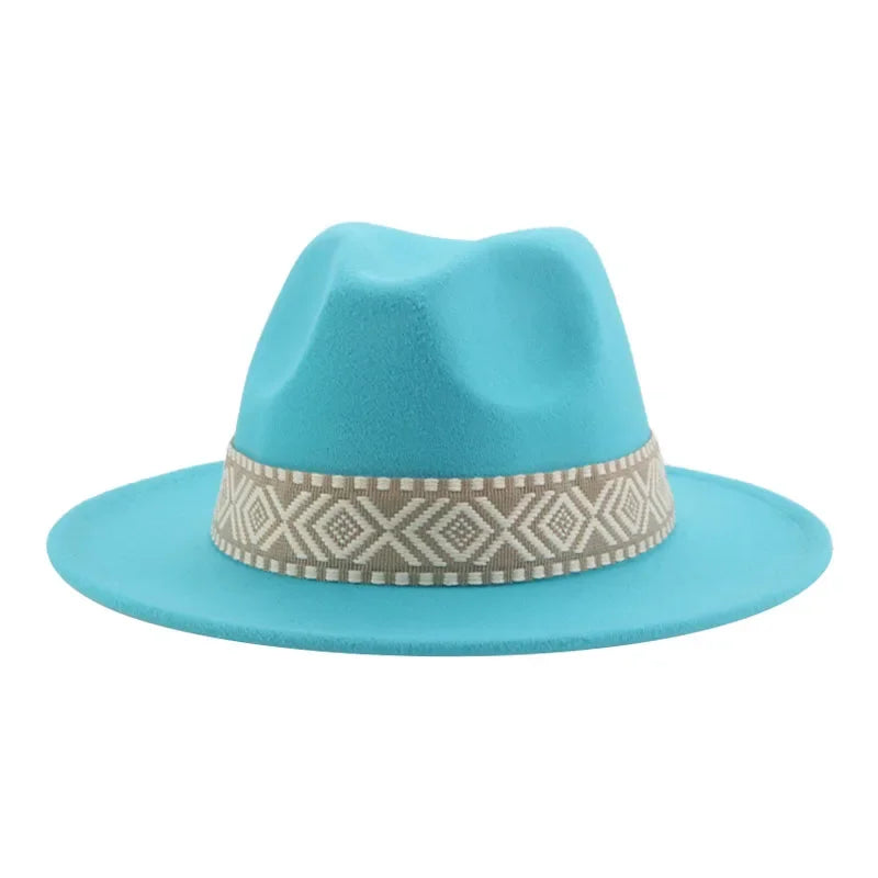Panama Hat Western Cowboy Hats For Women Solid Big Brim Casual Fedoras Men Women