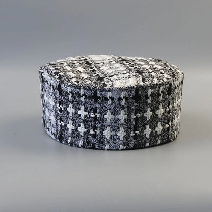 Elegant  Evening Party Beret Black White Striped Cap