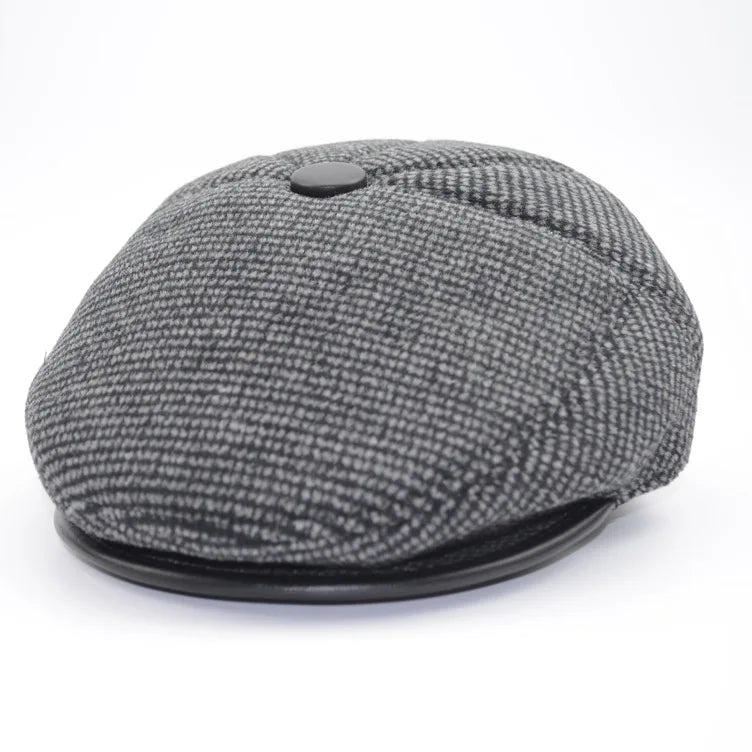 Men Middle-Aged Solid Hat Autumn And Winter Hats Warm Ear Protectors Senior Hat