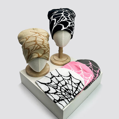 Y2K Web Wool Knitted Hats Hip Hop Warm Gothic Retro