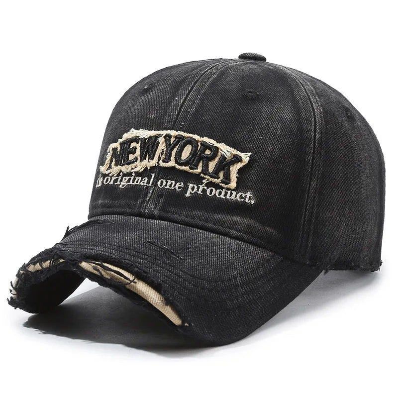 Vintage Old Hole Embroidery Letters Cowboy Baseball Cotton