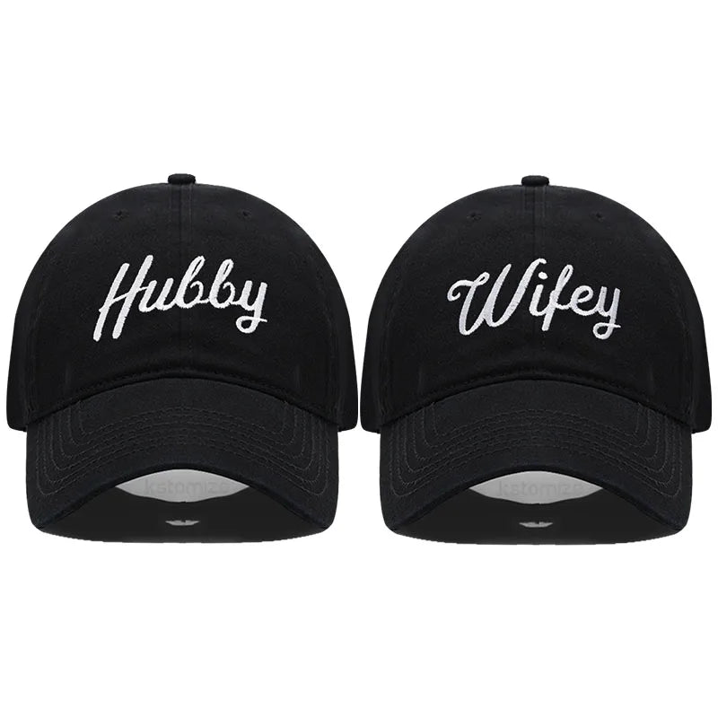 Embroidered Wifey & Hubby Hat Soft Cotton