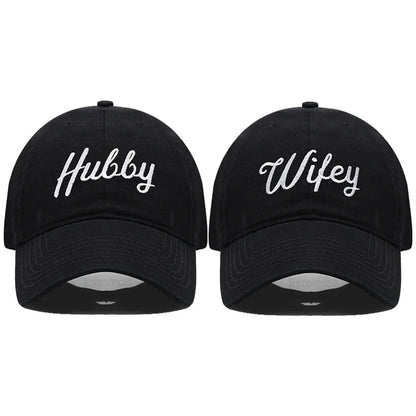 Embroidered Wifey & Hubby Hat Soft Cotton