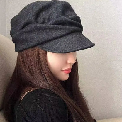 Simple Blended Thick Pleated Duckbill Cap