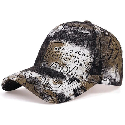 Unisex Letter Graffiti Printing Tie Dye Baseball Caps Spring and Autumn
