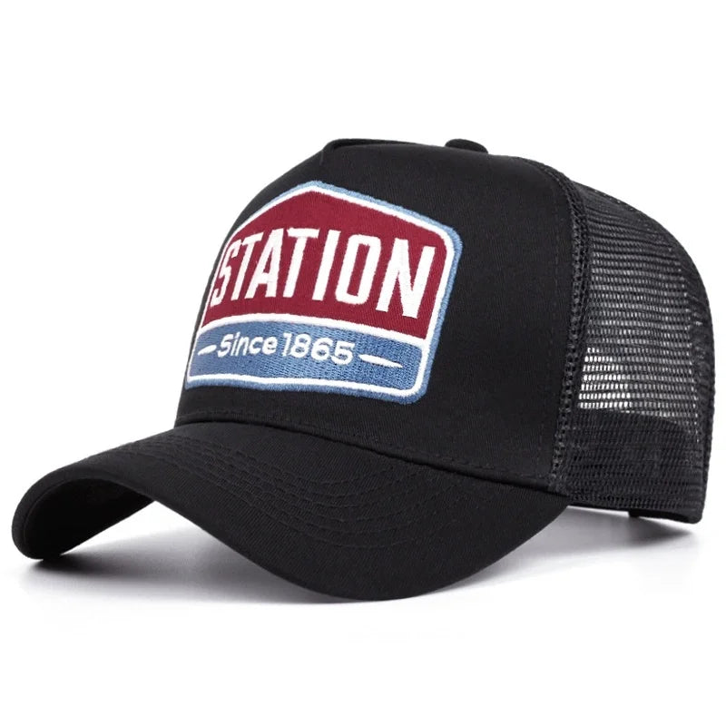 Unisex Baseball Cap Classic Station Letter Pattern Mesh Cap Men And Women