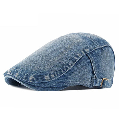 Japanese-Style Denim Newsboy Cap For Men Fashion Retro Hat Versatile Korean-Style Beret