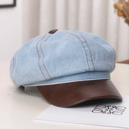 Vintage Washed Denim Newsboy Cap