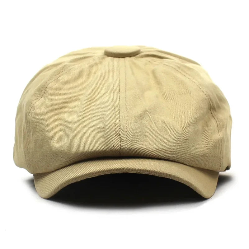 Solid Cotton Newsboy Caps Men Flat Peaked Cap Women Painter Beret Hats