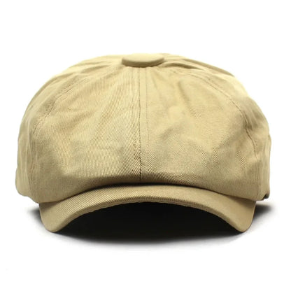 Solid Cotton Newsboy Caps Men Flat Peaked Cap Women Painter Beret Hats
