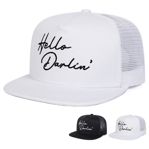 Unisex Hello Darlin Embroidery Hip Hop Net Hats Outdoor Adjustable Sports Casual Sunscreen Hat