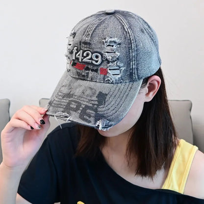 1pc Retro Ripped Baseball Hat for Men and Women