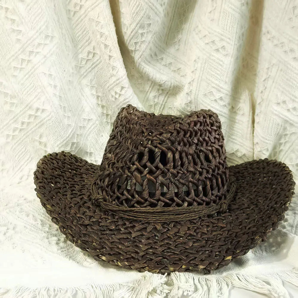 Western Straw Cowboy Hat Natural Grass Straw Hat