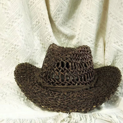 Western Straw Cowboy Hat Natural Grass Straw Hat