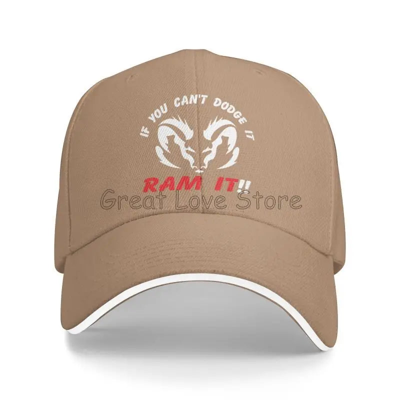 If You Can`T Dodge It Ram It Print Sandwich Baseball Cap Summer