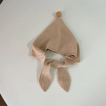 Winter Warm Kids Headgear Cap Solid Color Woolen Knitted Hat 2-8 Years Girl Children