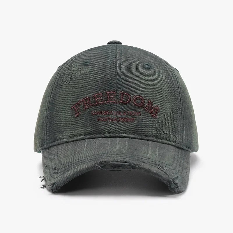 Women Men Baseball Cap Denim Cotton Faded Distressed Ripped Caps