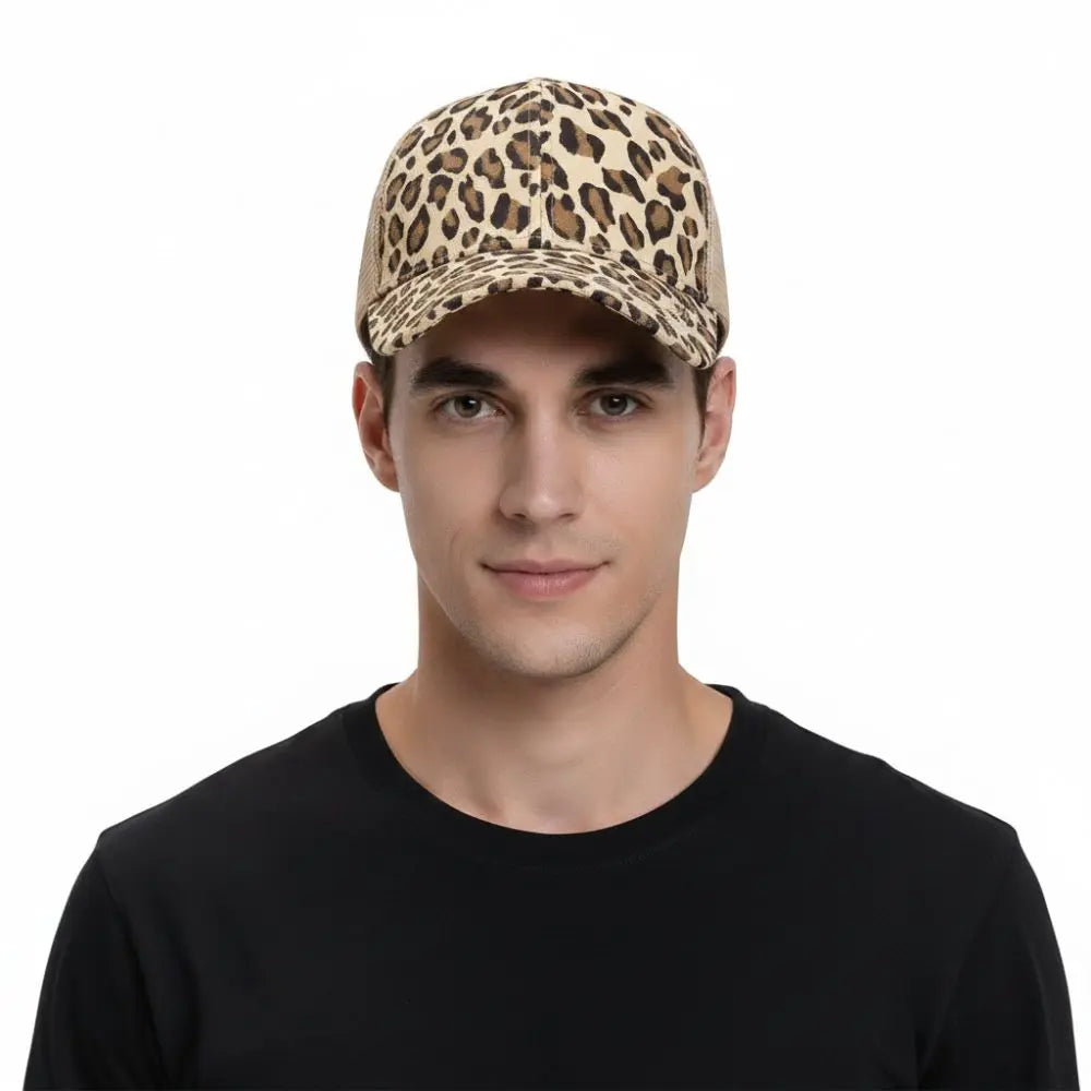 Vintage Leopard Print Baseball Caps Adjustable Sun Visor Baseball Hats