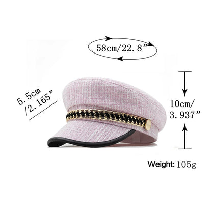 Trendy Navy Sun Hat Casual Military Caps Woman