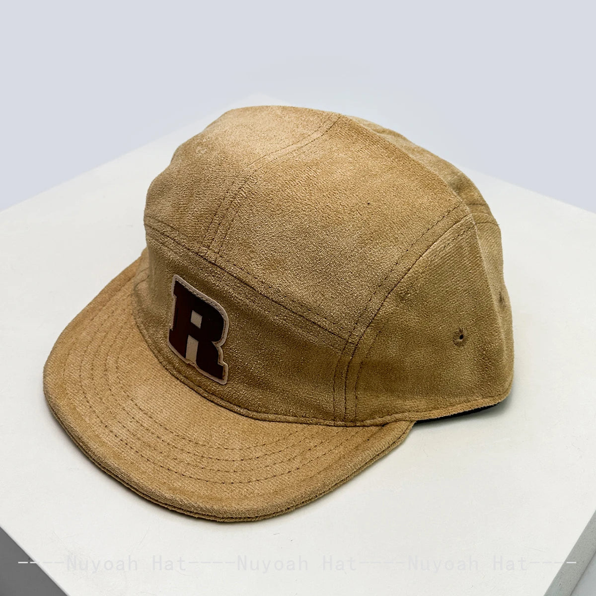New Korean Patch R Letter Baseball Hats Flat Eave Versatile Suede Peaked Caps Niche Fashion Retro Simple