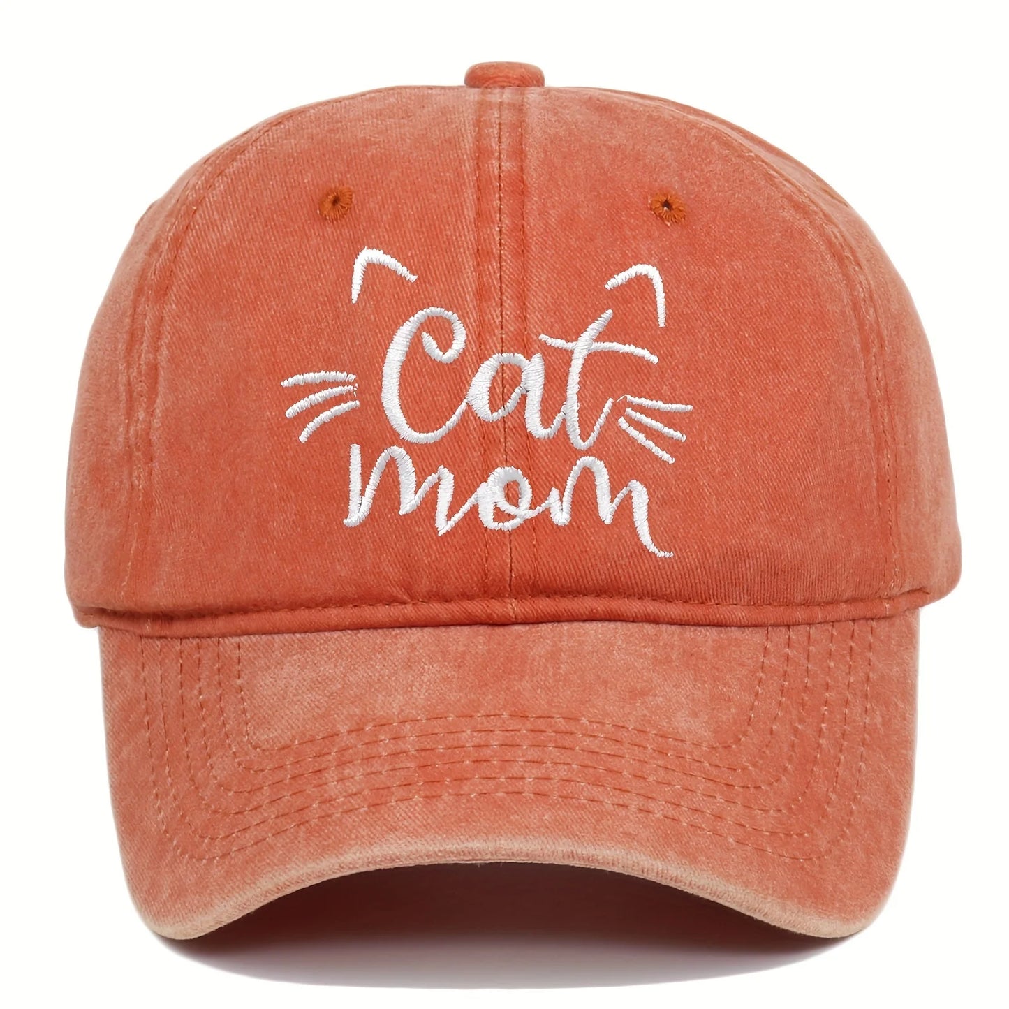 Ladies Embroidered Cat Mom Baseball Cap