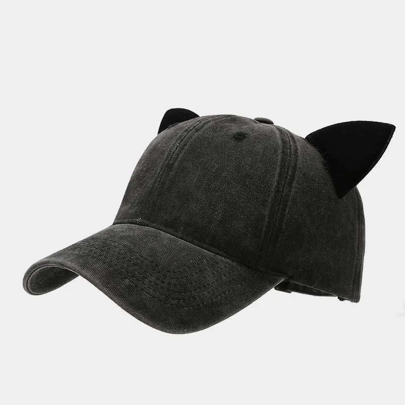Cute Cat Ears Baseball Cap Women Summer Soft Top Caps Student Couple Personalized Hat
