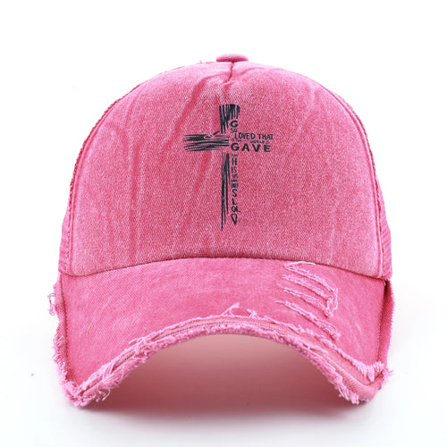Washed Denim Pink Baseball Cap Women