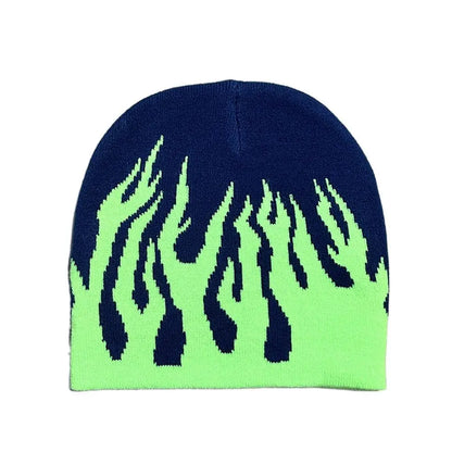 Gothic Flame Knitting Cap Hat Wool Acrylic Y2k Beanie